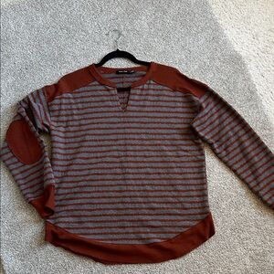 Doe & Rae Rust and Gray Striped Top